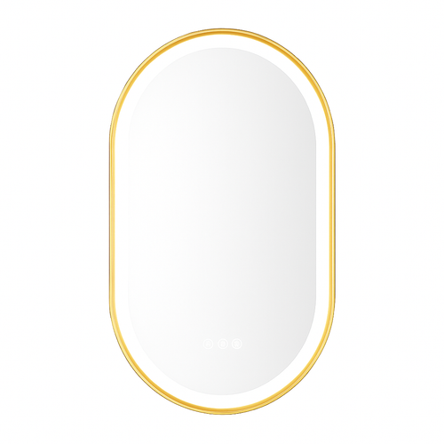 Miroir LED Ovale Doré-Éclairage tactile, Anti-Buée & Mémoire