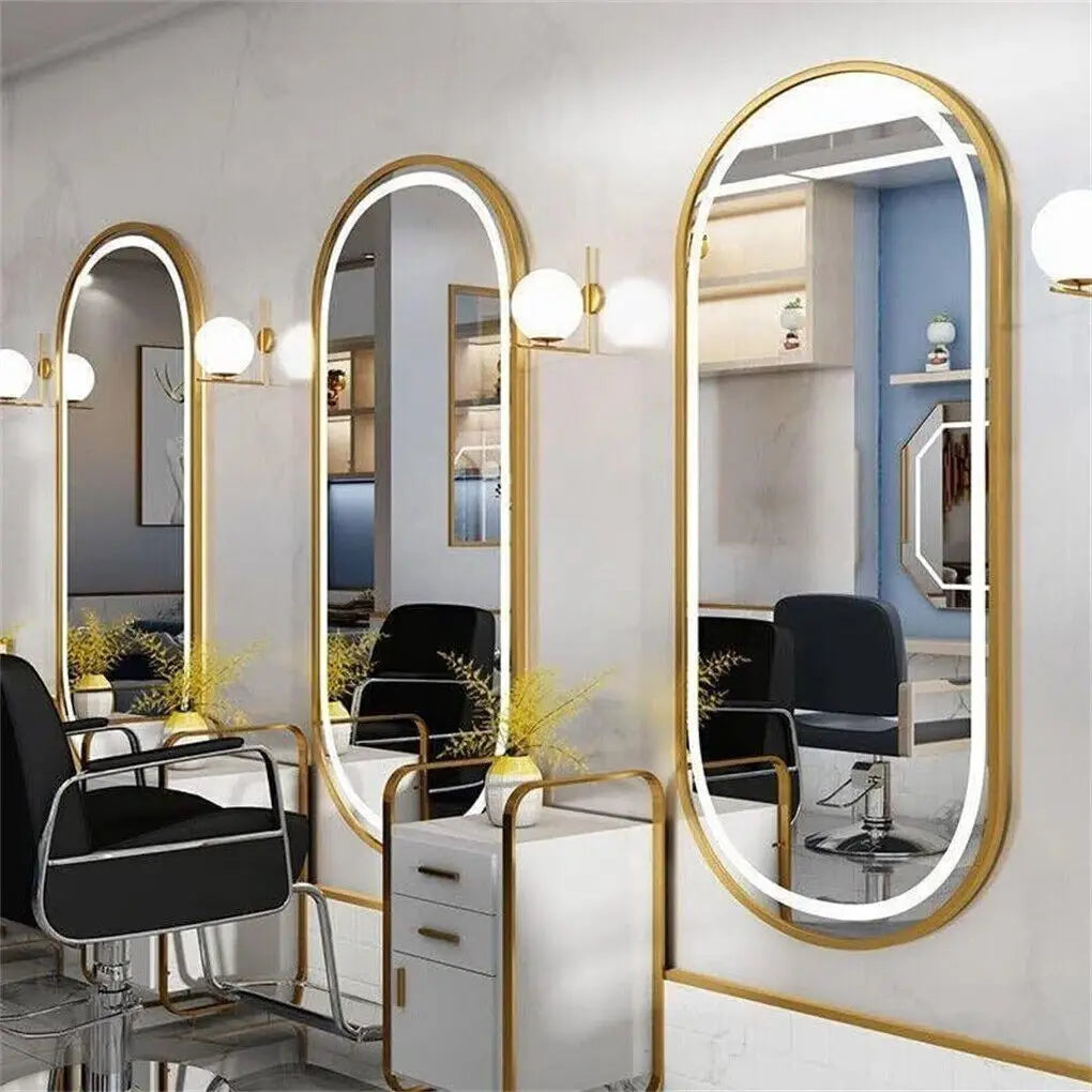 Miroir LED Ovale Doré-Éclairage tactile, Anti-Buée & Mémoire