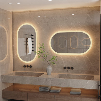 Miroir LED Ovale-Éclairage tactile, Anti-Buée & Mémoire