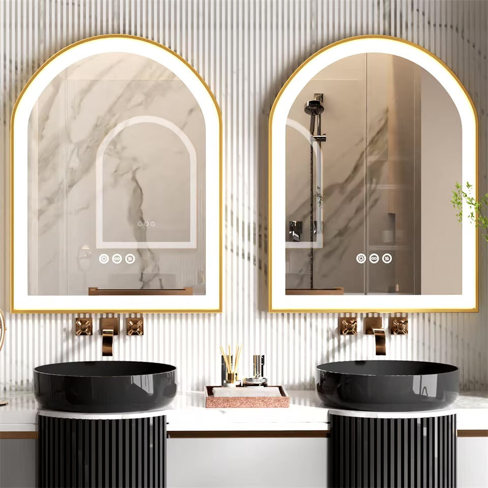 Miroir LED Arche –Éclairage tactile, Anti-Buée & Mémoire